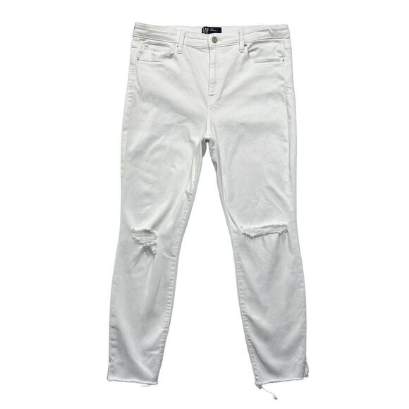 Gap Women's White Distressed High Rise Denim Leggings - Picture 1 of 10